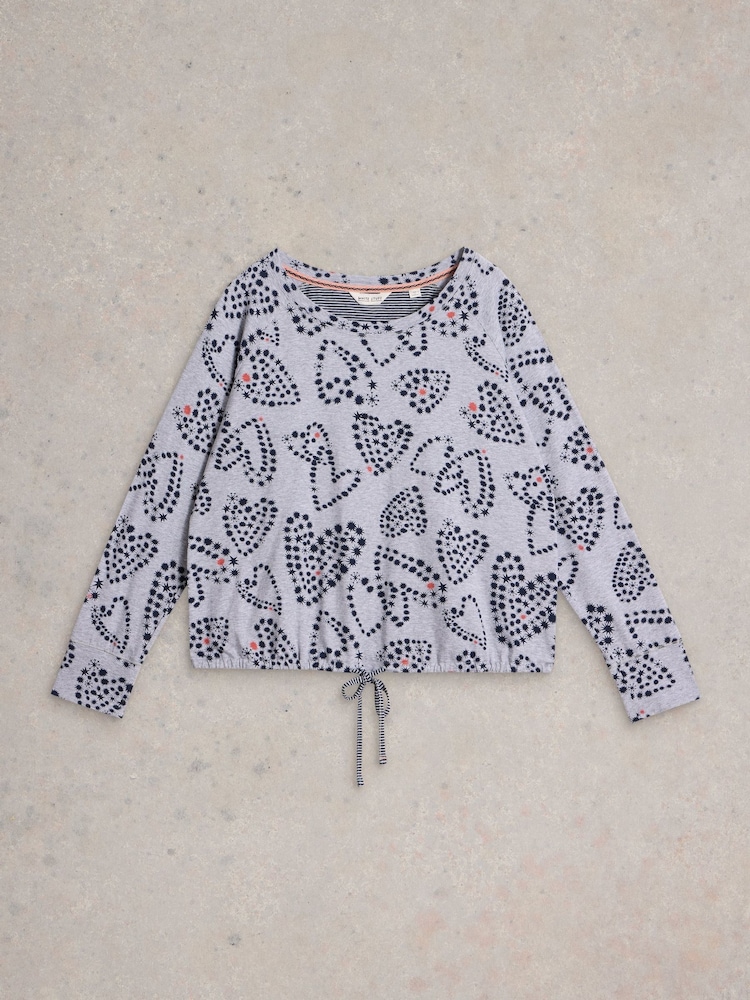 White Stuff Fern Tie Hem Jersey Pyjama Top - Image 5 of 6