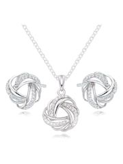 Beaverbrooks Sterling Silver Cubic Zirconia Pendant and Earring Set - Image 1 of 3