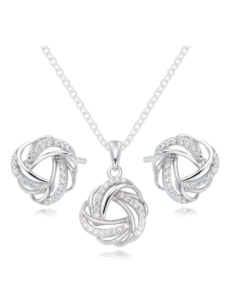 Beaverbrooks Sterling Silver Cubic Zirconia Pendant and Earring Set - Image 1 of 3