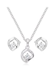 Beaverbrooks Sterling Silver Cubic Zirconia Pendant and Earrings Set - Image 1 of 3