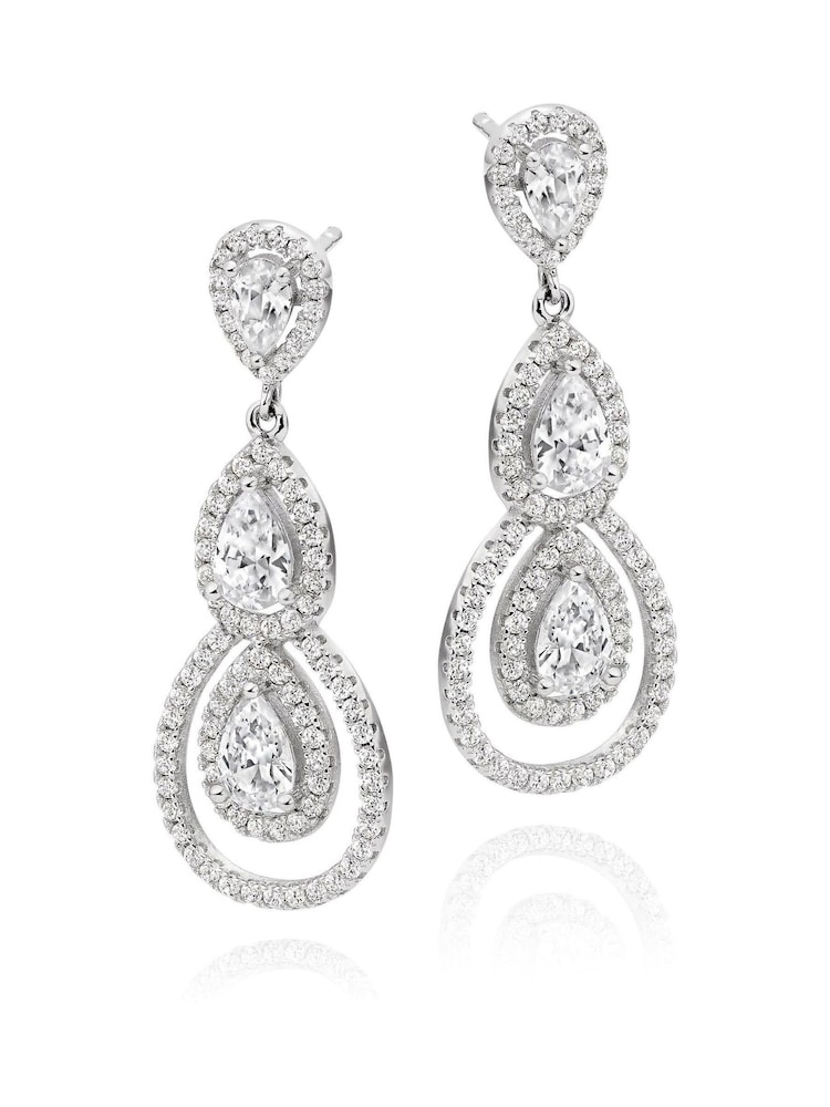 Beaverbrooks Sterling Silver Cubic Zirconia Drop Earrings - Image 1 of 3 Beaverbrooks Sterling Silver Cubic Zirconia Drop Earrings - Image 1 of 3