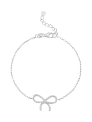 Beaverbrooks Sterling Silver Cubic Zirconia Bow Bracelet - Image 1 of 3