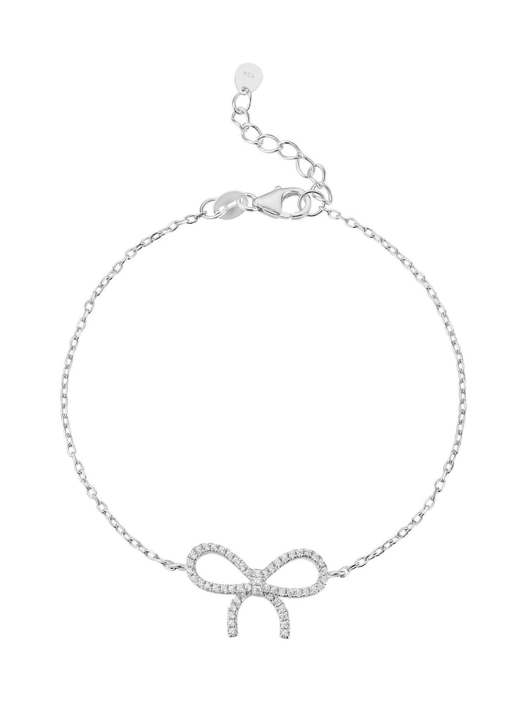 Beaverbrooks Sterling Silver Cubic Zirconia Bow Bracelet - Image 1 of 3