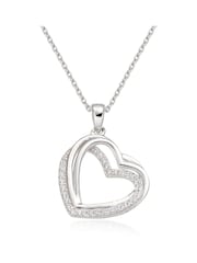 Beaverbrooks Sterling Silver Cubic Zirconia Heart Pendant - Image 1 of 3