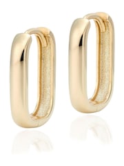 Beaverbrooks 9ct Yellow Gold Rectangle Hoop Earrings - Image 1 of 3