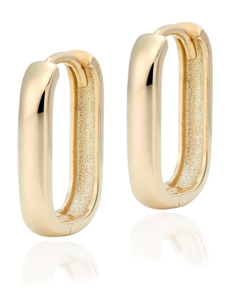 Beaverbrooks 9ct Yellow Gold Rectangle Hoop Earrings - Image 1 of 3