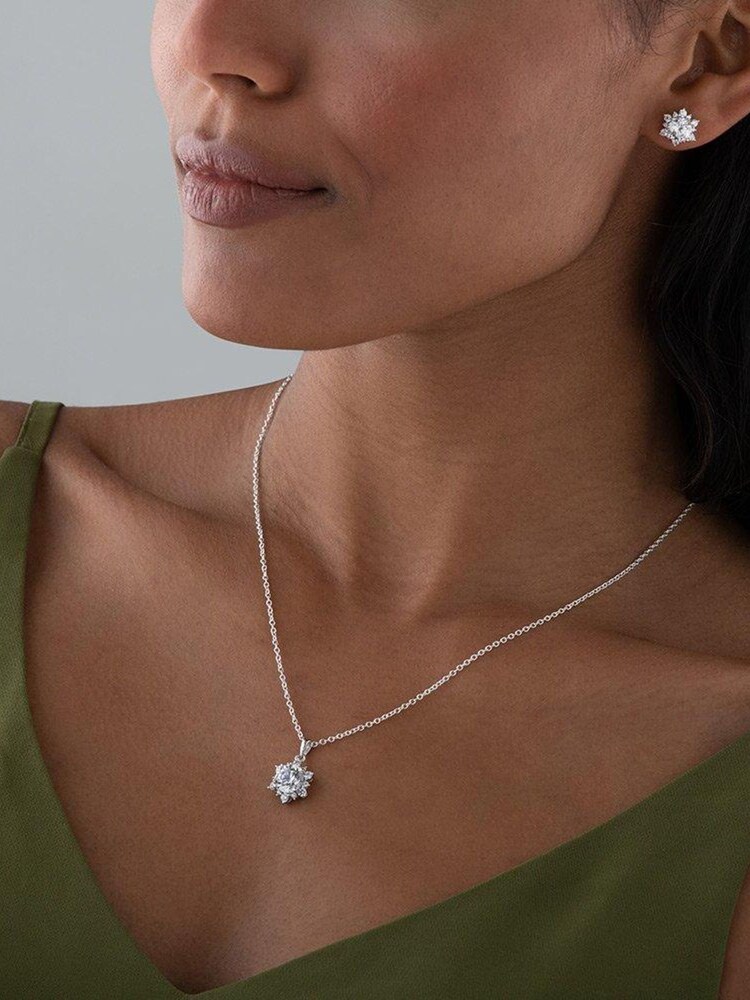 Beaverbrooks Sterling Silver Cubic Zirconia Pendant and Earrings Set - Image 2 of 3 Beaverbrooks Sterling Silver Cubic Zirconia Pendant and Earrings Set - Image 2 of 3