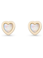 Beaverbrooks 9ct Yellow Gold Mother of Pearl Heart Stud Earrings - Image 1 of 3