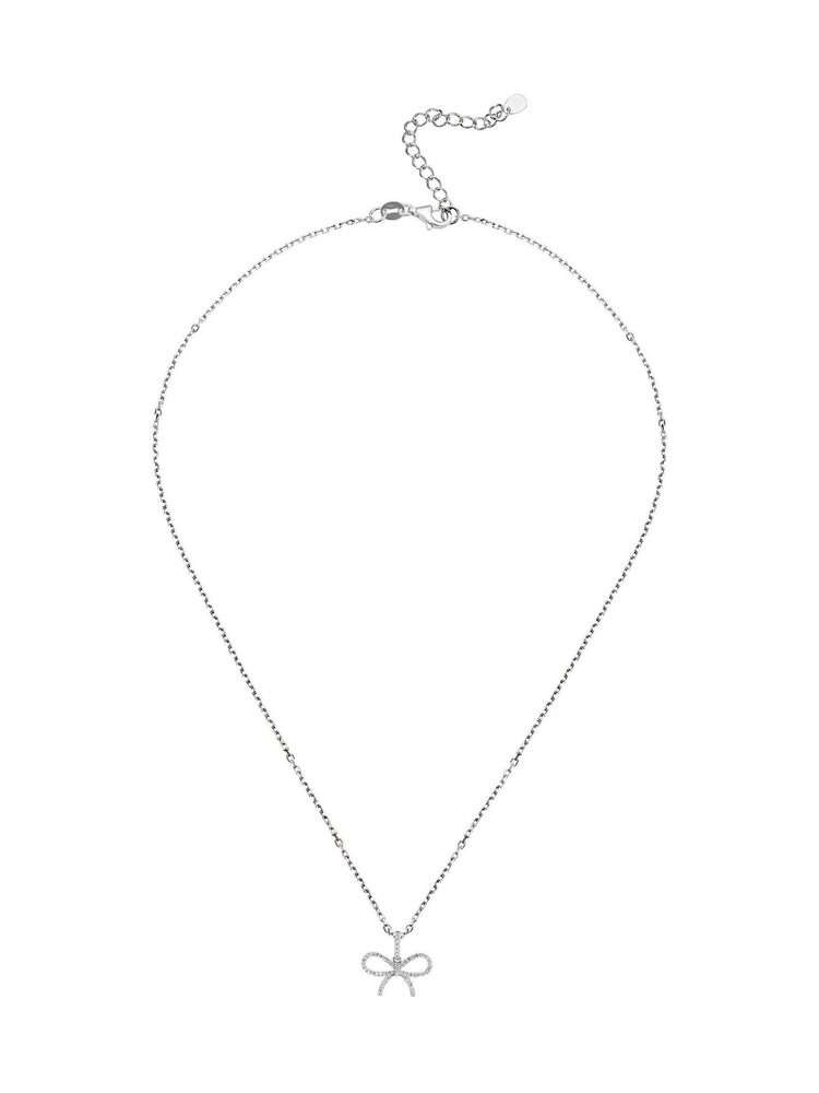 Beaverbrooks Sterling Silver Cubic Zirconia Bow Pendant - Image 1 of 3