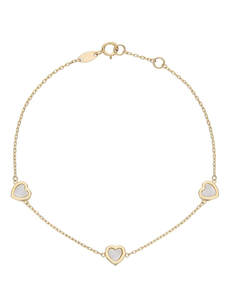 Beaverbrooks 9ct Yellow Gold Mother of Pearl Heart Bracelet - Image 1 of 5