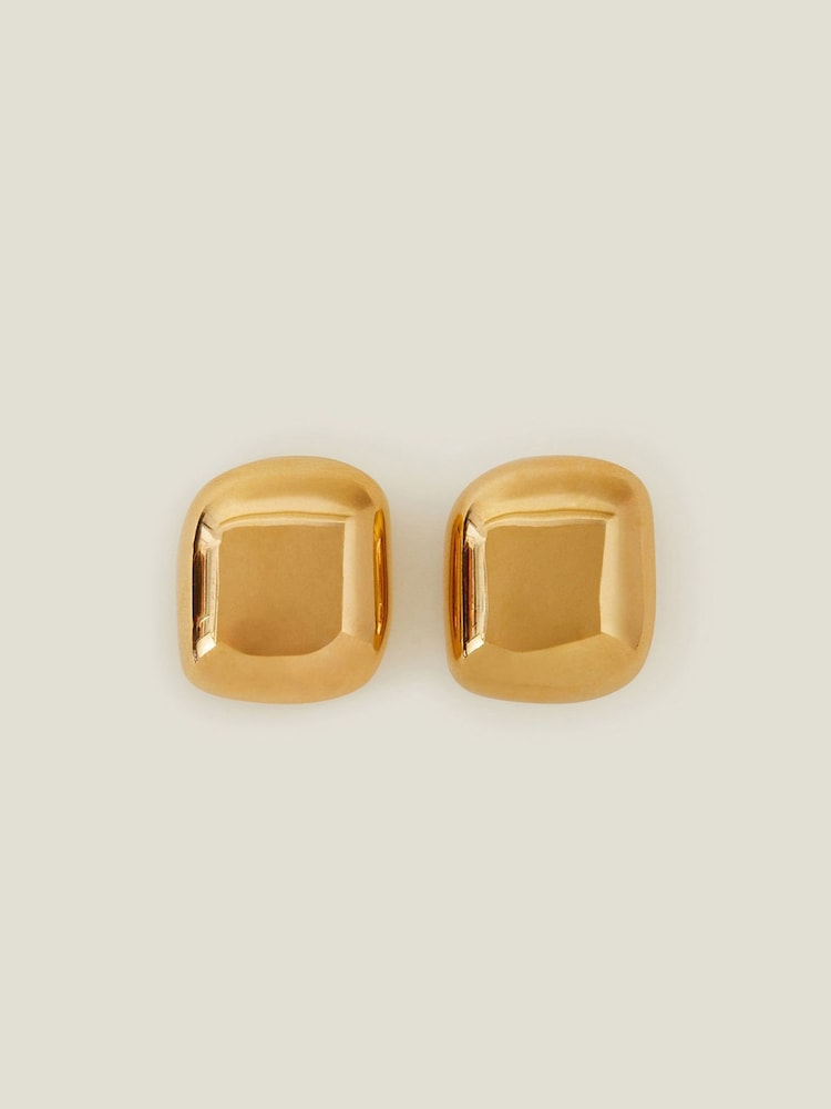 Accessorize Gold Tone 14ct Stainless Steel Button Earrings - Image 1 of 3