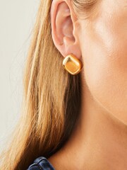 Accessorize Gold Tone 14ct Stainless Steel Button Earrings - Image 3 of 3