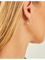 Accessorize Gold Tone 14ct Sparkle Charm Hoop Earrings - Image 3 of 3