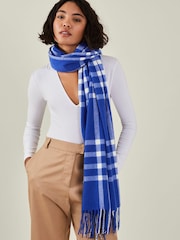 Accessorize Blue Check Blanket Scarf - Image 1 of 3