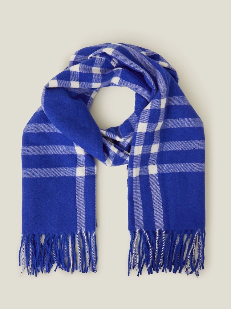 Accessorize Blue Check Blanket Scarf - Image 2 of 3 Accessorize Blue Check Blanket Scarf - Image 2 of 3