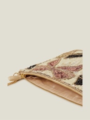 Accessorize Gold Sequin Bow Zip Top Clutch Bag - Image 3 of 3