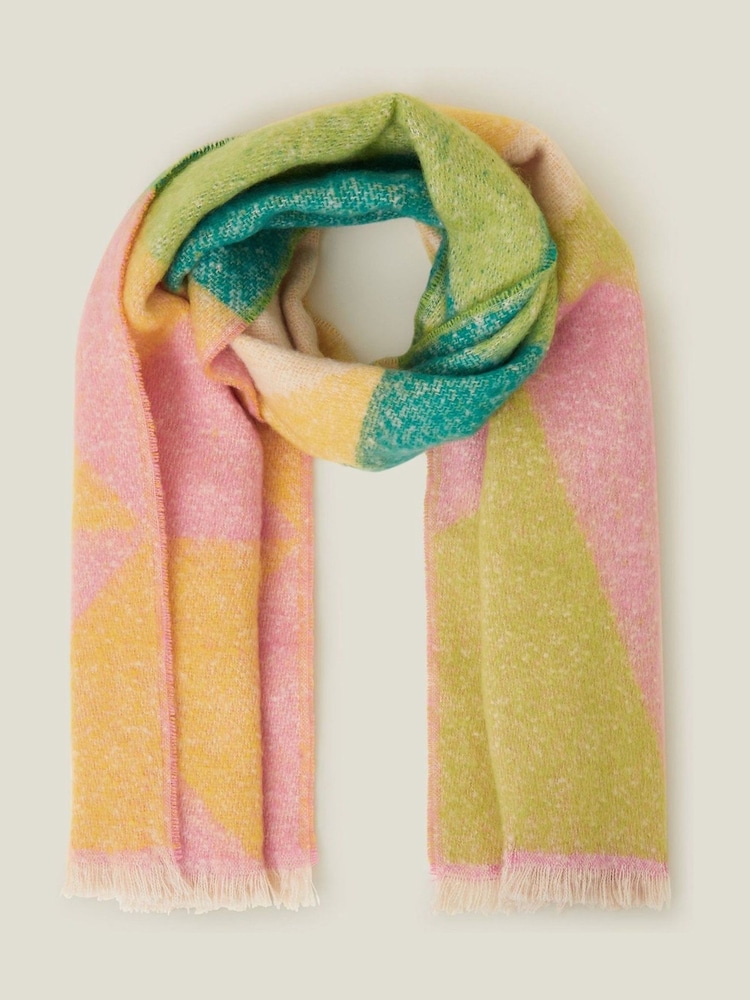 Accessorize Green Woven Geometric Print Winter Scarf - Image 2 of 3 Accessorize Green Woven Geometric Print Winter Scarf - Image 2 of 3