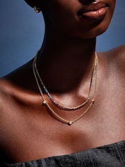 Accessorize Gold Tone 14ct Diamante Heart Station Necklace - Image 3 of 3