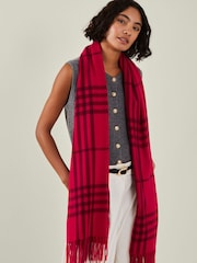 Accessorize Red Check Blanket Scarf - Image 1 of 3
