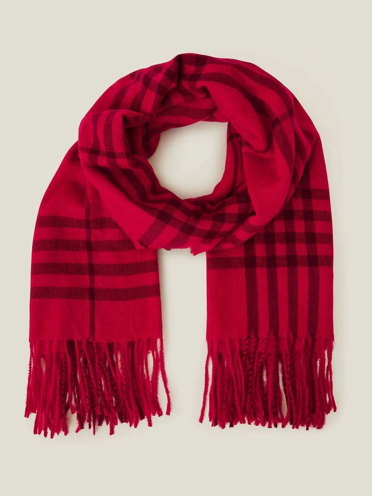 Accessorize Red Check Blanket Scarf - Image 2 of 3 Accessorize Red Check Blanket Scarf - Image 2 of 3