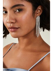 Accessorize White Diamante Chain Tassel Earrings - Image 3 of 3