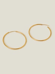 Accessorize Gold Tone 14ct Stainless Steel Tube Hoops - Image 1 of 2