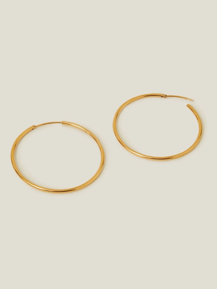 Accessorize Gold Tone 14ct Stainless Steel Tube Hoops - Image 1 of 2