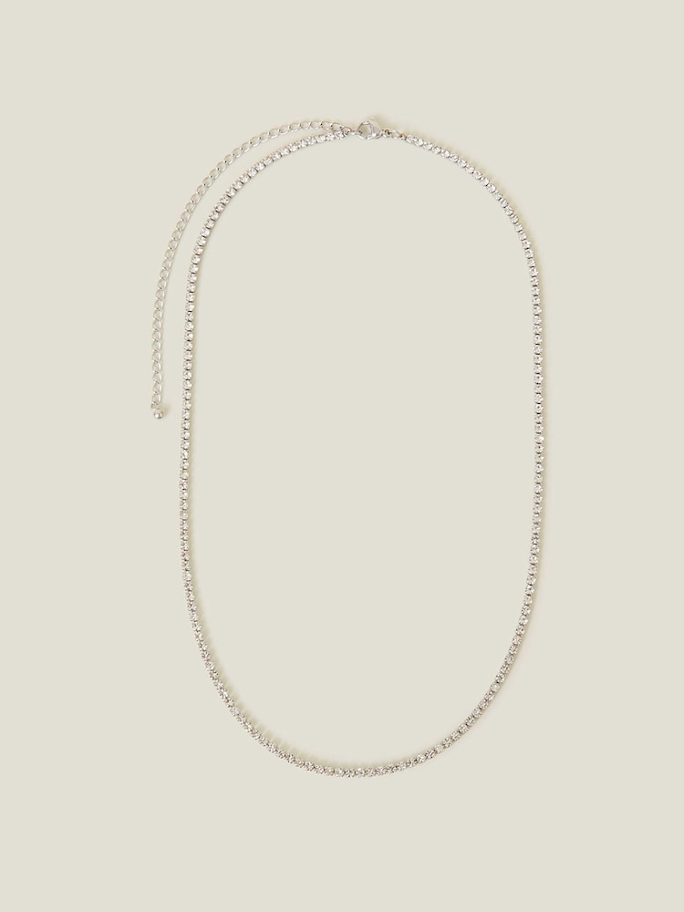 Accessorize platinbelagt tennishalskæde i rustfrit stål - Image 1 of 3