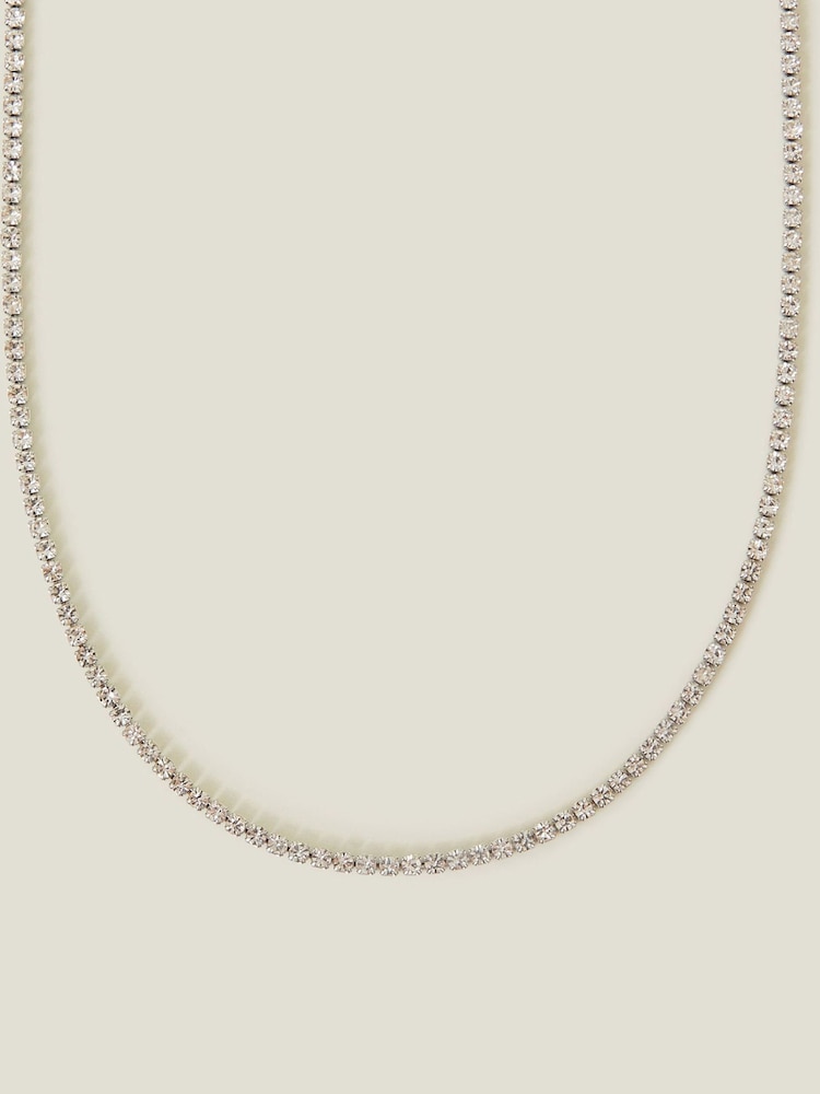 Accessorize platinbelagt tennishalskæde i rustfrit stål - Image 2 of 3