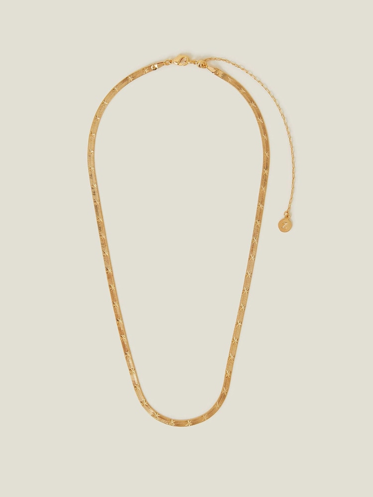 Accessorize Gold Tone 14ct Star Snake Effect Chain Necklace - Image 1 of 3