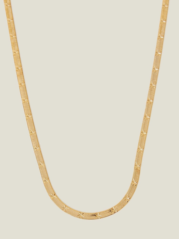 Accessorize Gold Tone 14ct Star Snake Effect Chain Necklace - Image 2 of 3