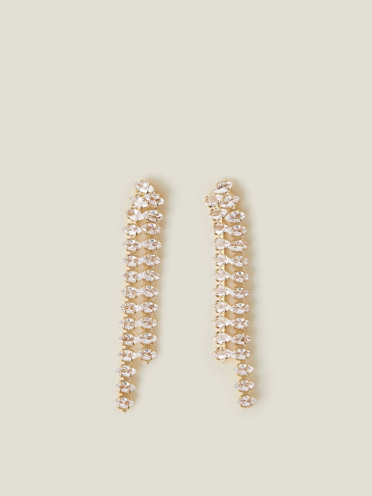 Accessorize Gold Tone 14ct Gem Drop Earrings - Image 1 of 4