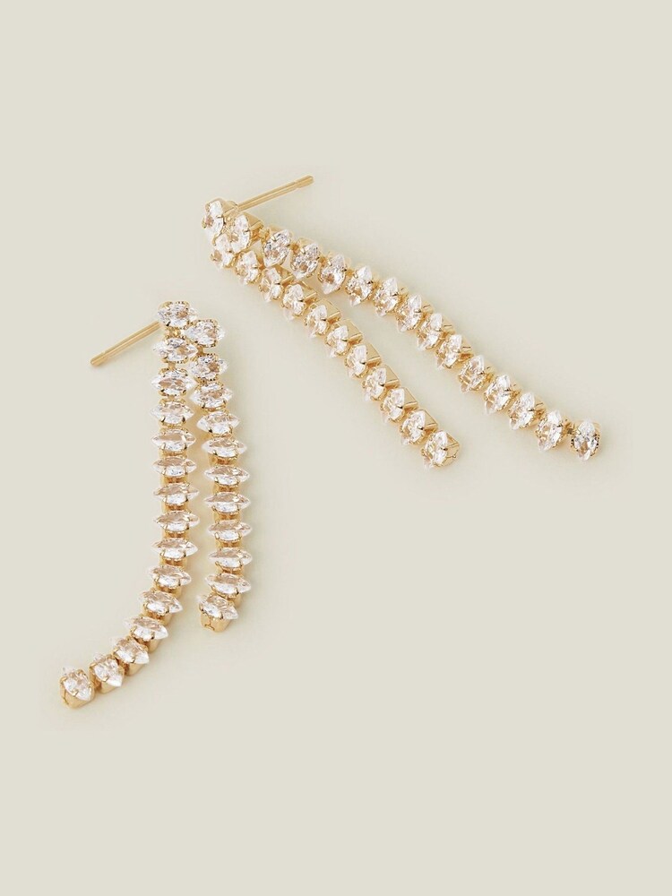 Accessorize Gold Tone 14ct Gem Drop Earrings - Image 2 of 4