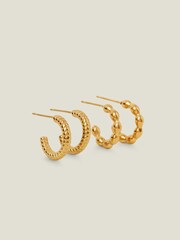 Accessorize Gold Tone 14ct Twisted Huggie Hoop Earrings 2 Pack - Image 1 of 3