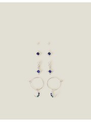 Accessorize Silver Tone Celestial Gemstone Earrings 4 Pack - Image 4 of 4