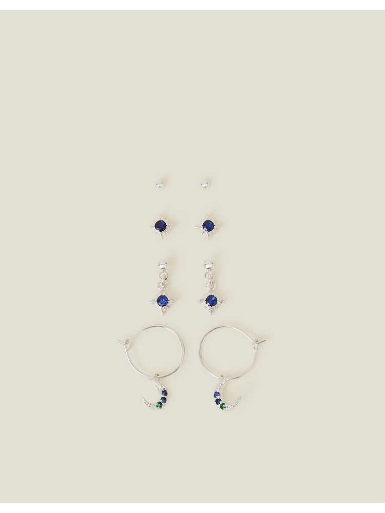 Accessorize Silver Tone Celestial Gemstone Earrings 4 Pack - Image 4 of 4