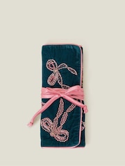 Accessorize Blue Embellished Bow Jewellery Roll Purse - Image 1 of 2