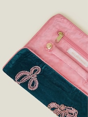 Accessorize Blue Embellished Bow Jewellery Roll Purse - Image 2 of 2