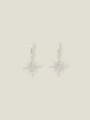 Accessorize Silver Tone Diamante Star Drop Earrings - Image 1 of 1