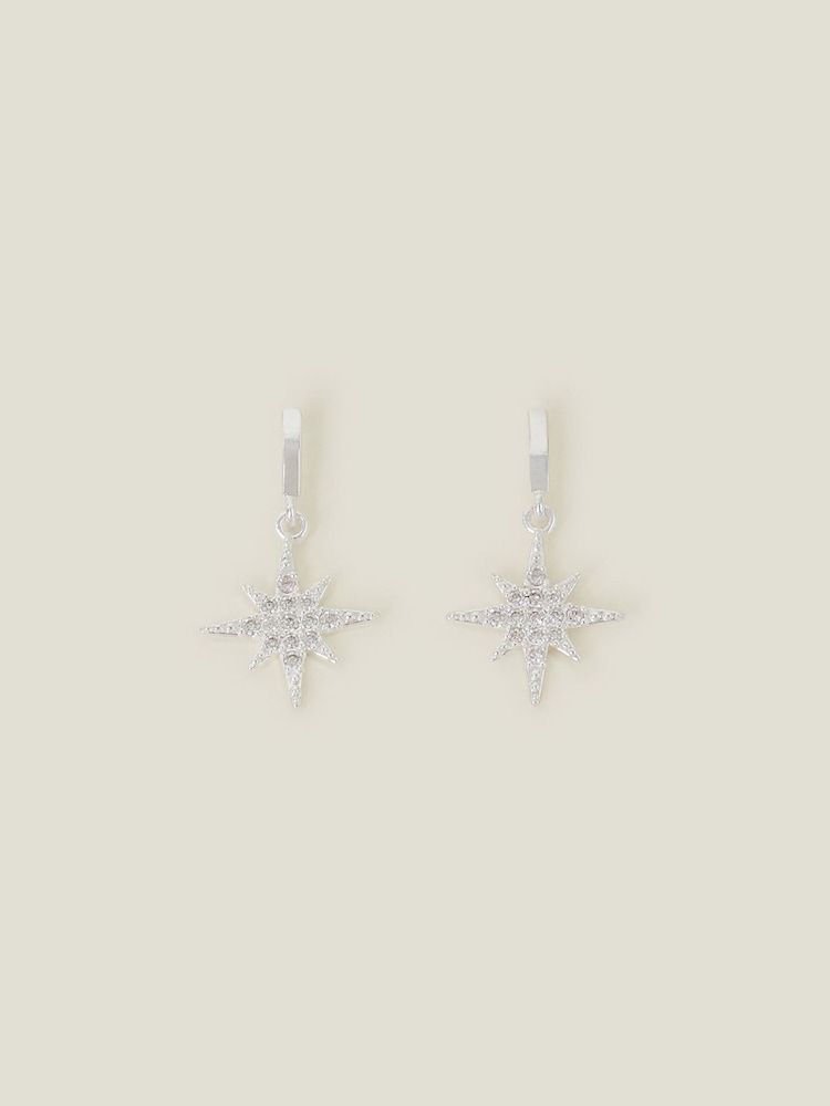 Accessorize Silver Tone Diamante Star Drop Earrings - Image 1 of 1 Accessorize Silver Tone Diamante Star Drop Earrings - Image 1 of 1