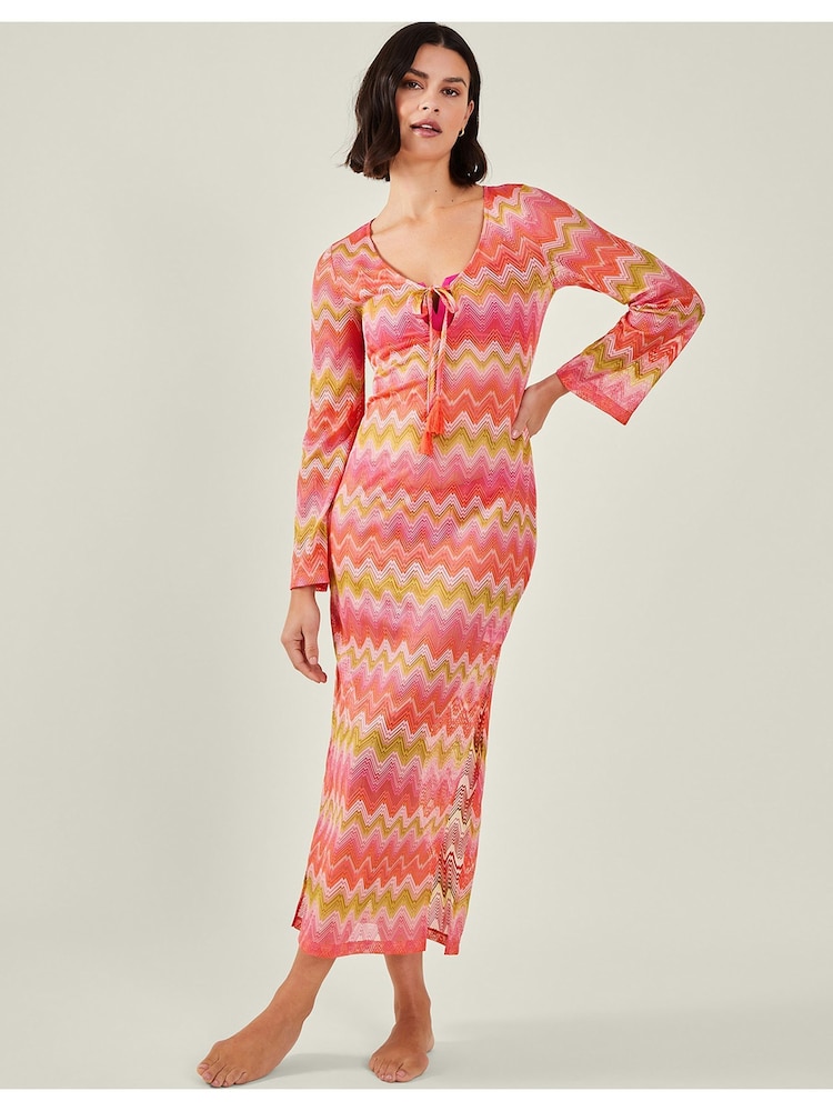 Accessorize Long Sleeve Crochet Maxi Dress Cover-Up - Bild 1 von 4