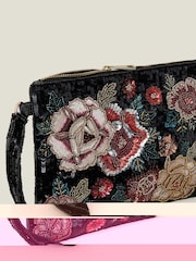 Accessorize Black Floral Embellished Clutch Bag - Image 2 of 2