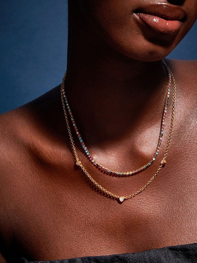 Accessorize 14ct Večbarvna teniška ogrlica z dragulji - Slika 3 iz 3