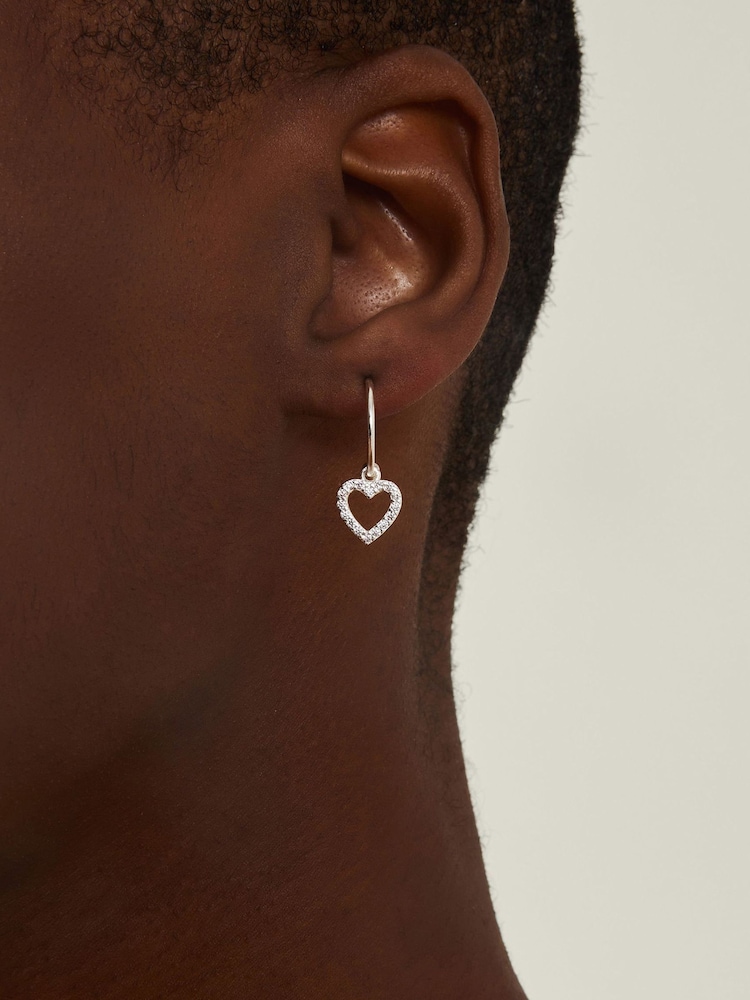 Accessorize Silver Tone Diamante Heart Stud and Hoop Earrings 2 Pack - Image 3 of 3 Accessorize Silver Tone Diamante Heart Stud and Hoop Earrings 2 Pack - Image 3 of 3