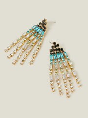 Accessorize Blue Gemstone Tassel Earrings - Image 1 of 3