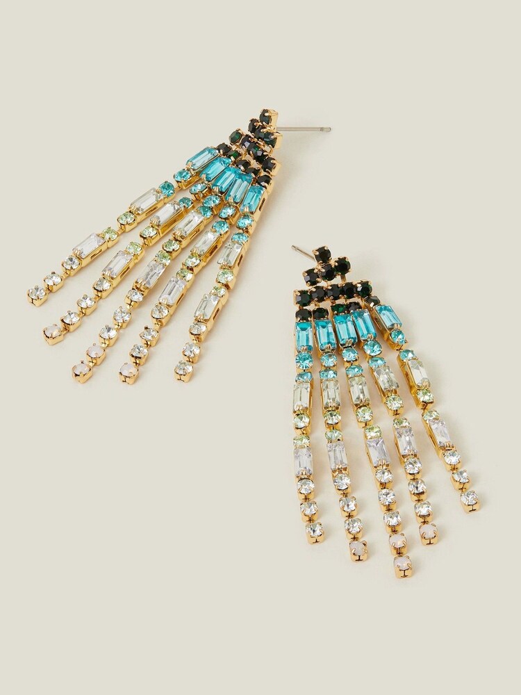 Accessorize Blue Gemstone Tassel Earrings - Image 1 of 3