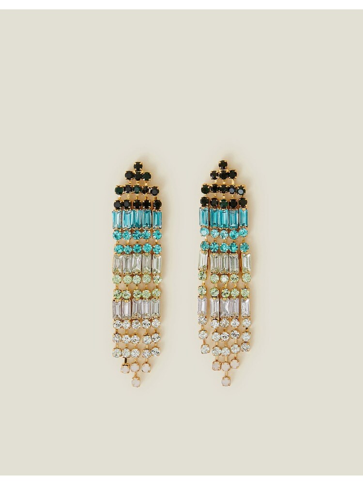 Accessorize Blue Gemstone Tassel Earrings - Image 2 of 3
