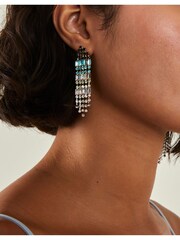 Accessorize Blue Gemstone Tassel Earrings - Image 3 of 3