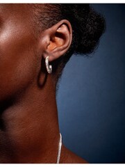 Accessorize Silver Tone Sterling Celestial Chunky Hoop Earrings - Image 2 of 3