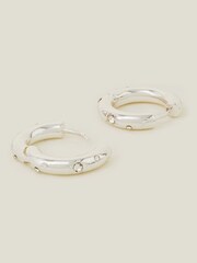 Accessorize Silver Tone Sterling Celestial Chunky Hoop Earrings - Image 3 of 3